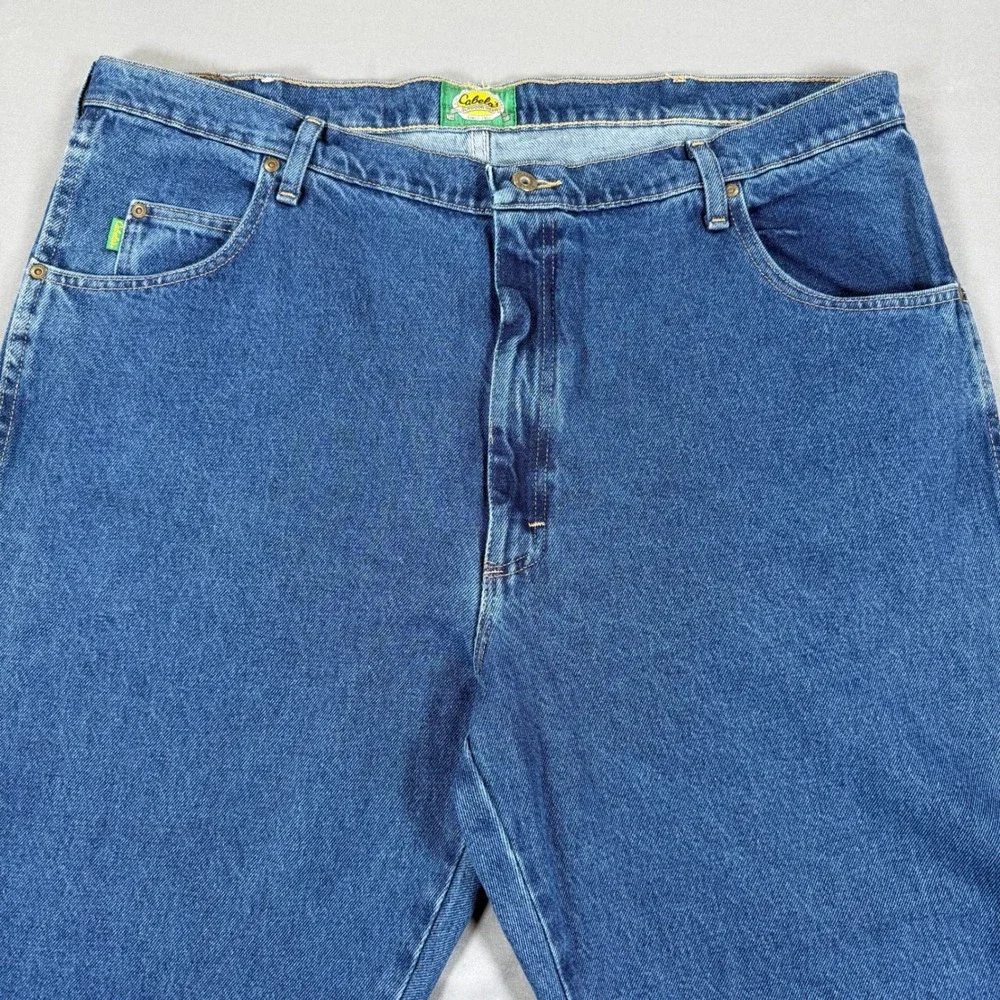 Cabelas Mens Jeans 42x36 Blue Denim Straight Leg Relaxed Fit Outdoor Workwear
